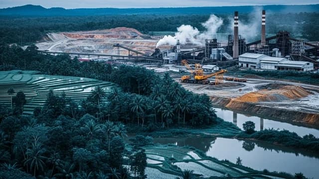 ilustrasi kekayaan alam berpadu dengan industri dan tambang (AI Generated/kabarmerpati.id)