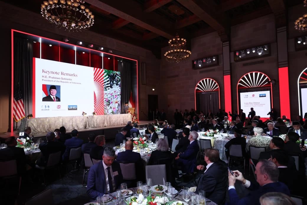 Presiden Prabowo Subianto menyampaikan sambutannya pada sesi roundtable Business Summit dalam rangka kunjungan kerjanya di Washington DC, Amerika Serikat, pada Rabu, 18 Februari 2026.