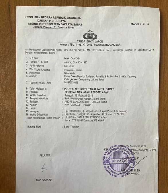 6 Tahun Laporan Hukum Mandek, Warga Pajak Besar Asal Jakarta Frustrasi: “Apakah Negeri Ini Milik Polisi?”