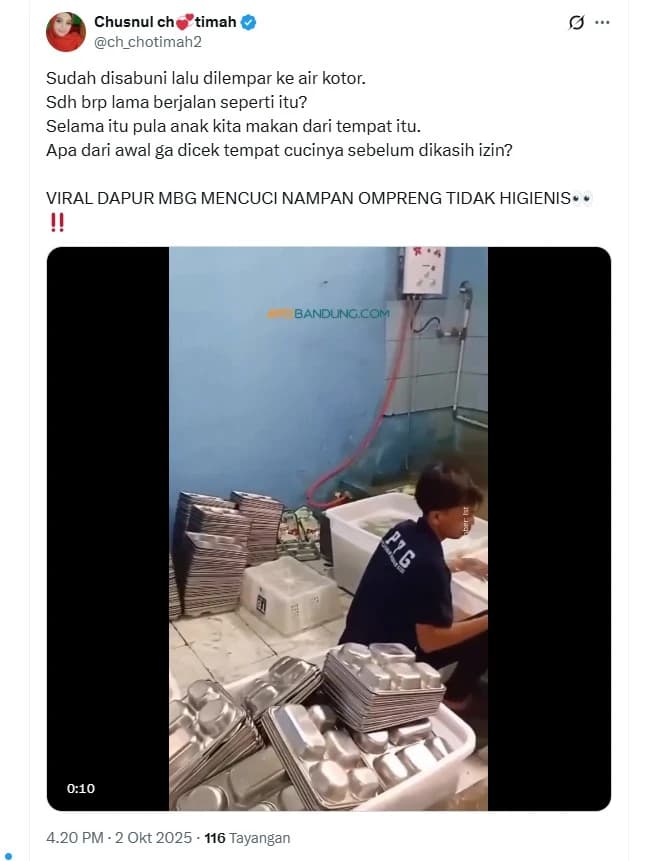 Viral! Dapur MBG di Bandung Barat Cuci Nampan Ompreng Tak Higienis